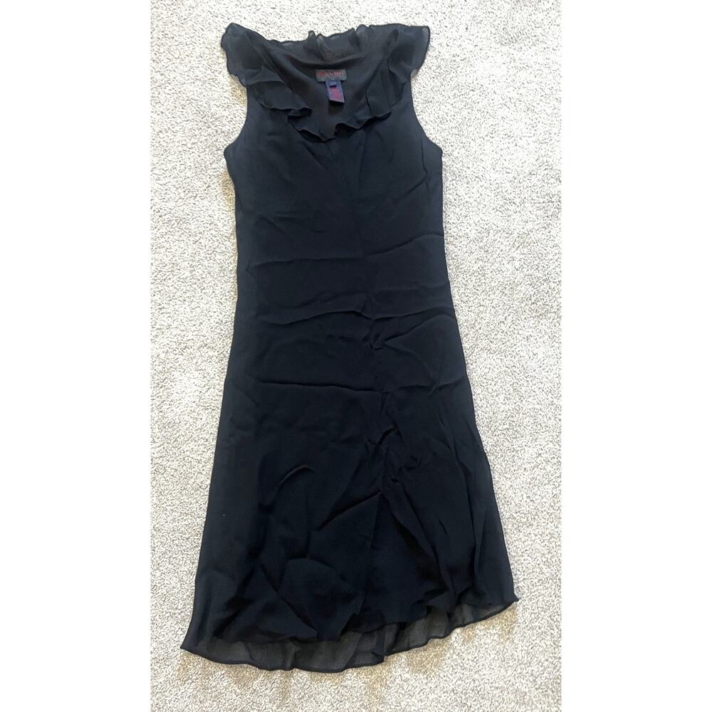 Ralph Lauren Midi Dress Womens Large Black Sleeveless Business Minimalist Chic